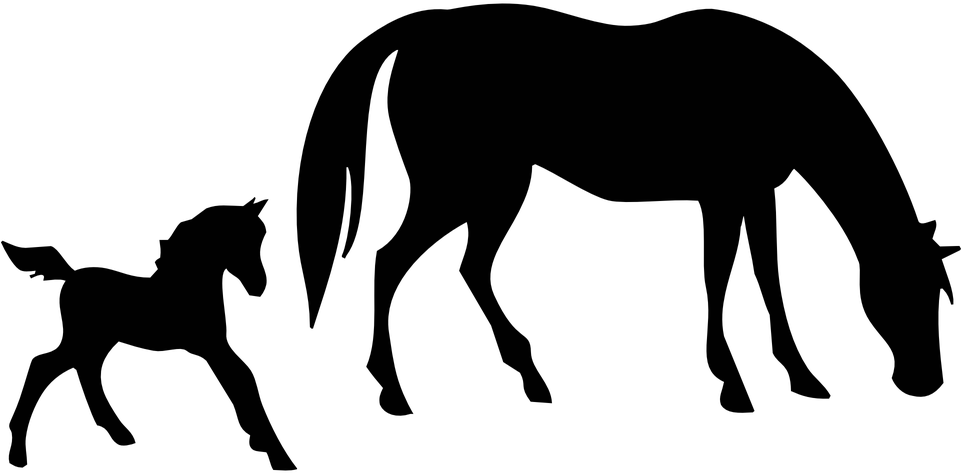 Horse Vector Free 7 Mare And Foal Clip - Black And White Silhouette Horse Clipart (960x480)