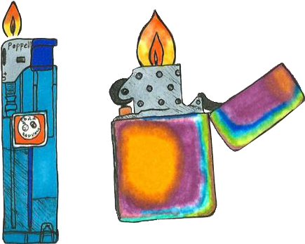 Flames Clipart Tumblr Transparent - Drawings Of A Lighter (500x411)
