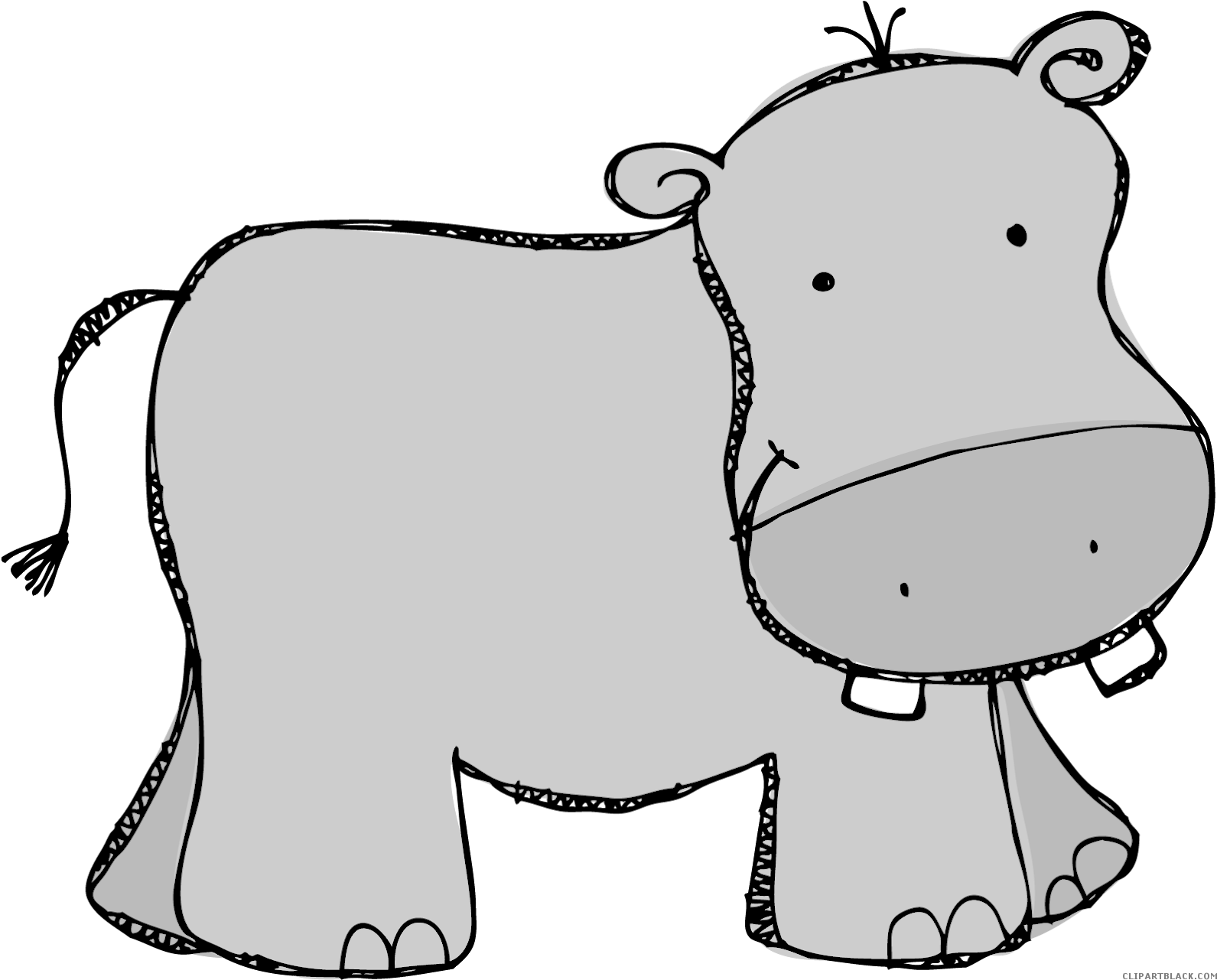 Hippo Animal Free Black White Clipart Images Clipartblack - Hippo Clipart (1600x1289)