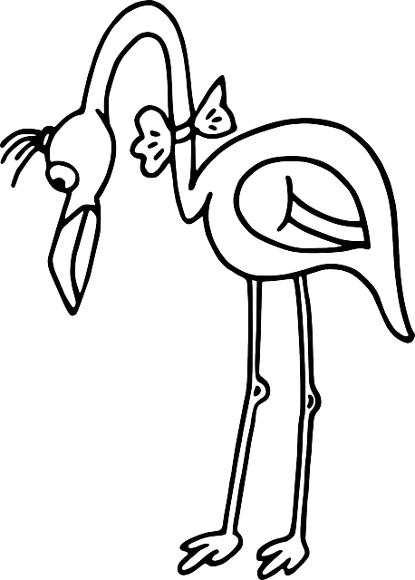 Animal Black, White, Bird, Bow, Flamingo, Long, Neck, - Flamingo Long Shower Curtain (458x640)
