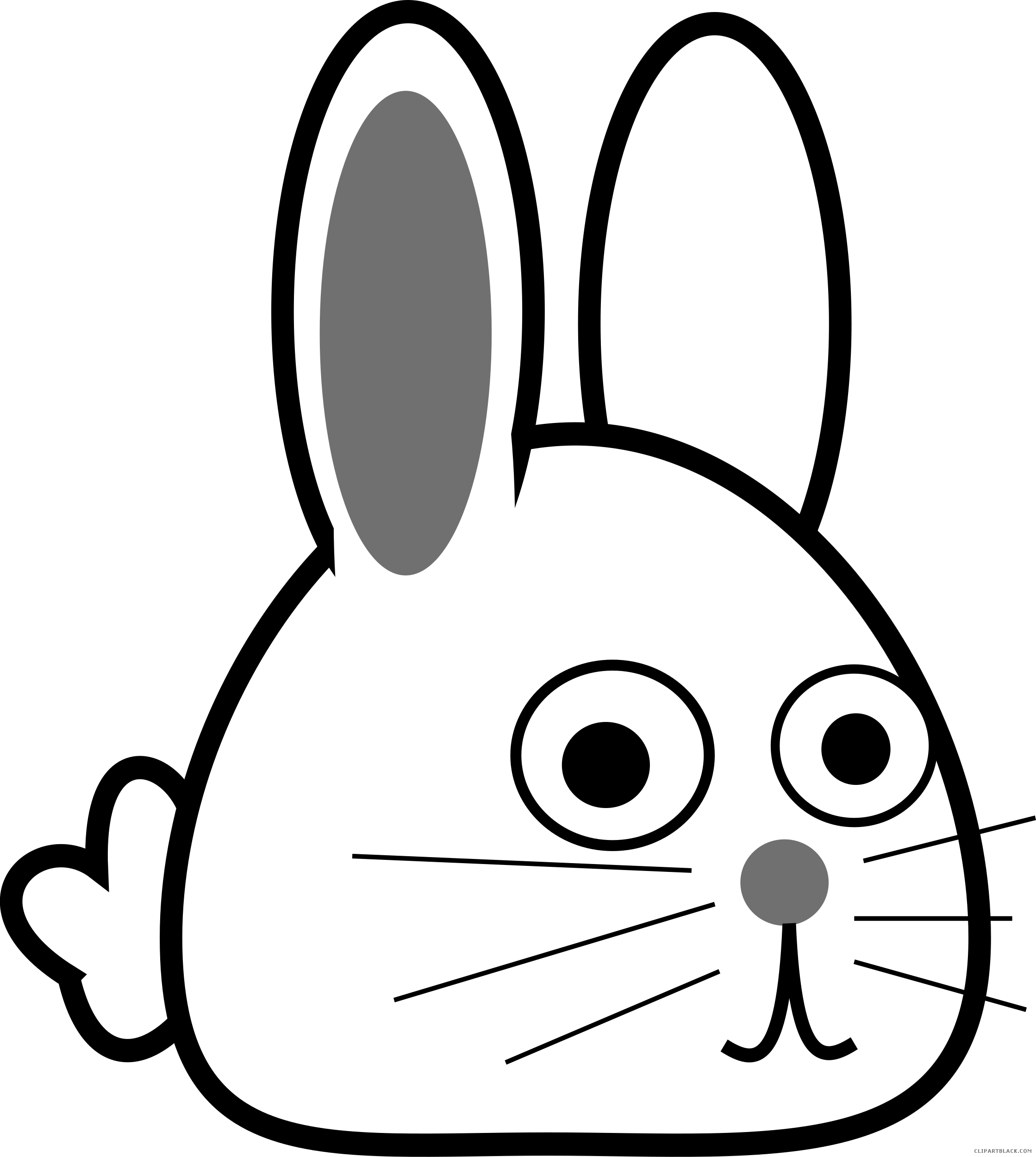 Spring Bunny Animal Free Black White Clipart Images - Easy Spring Pictures To Draw (2238x2500)