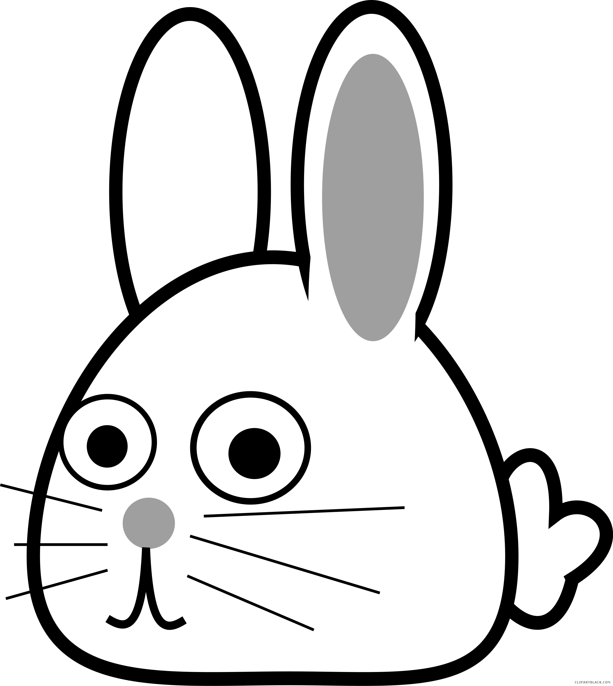 Spring Bunny Animal Free Black White Clipart Images - Häschen-leckerei-osterhasen-aufkleber Runder Aufkleber (2143x2400)