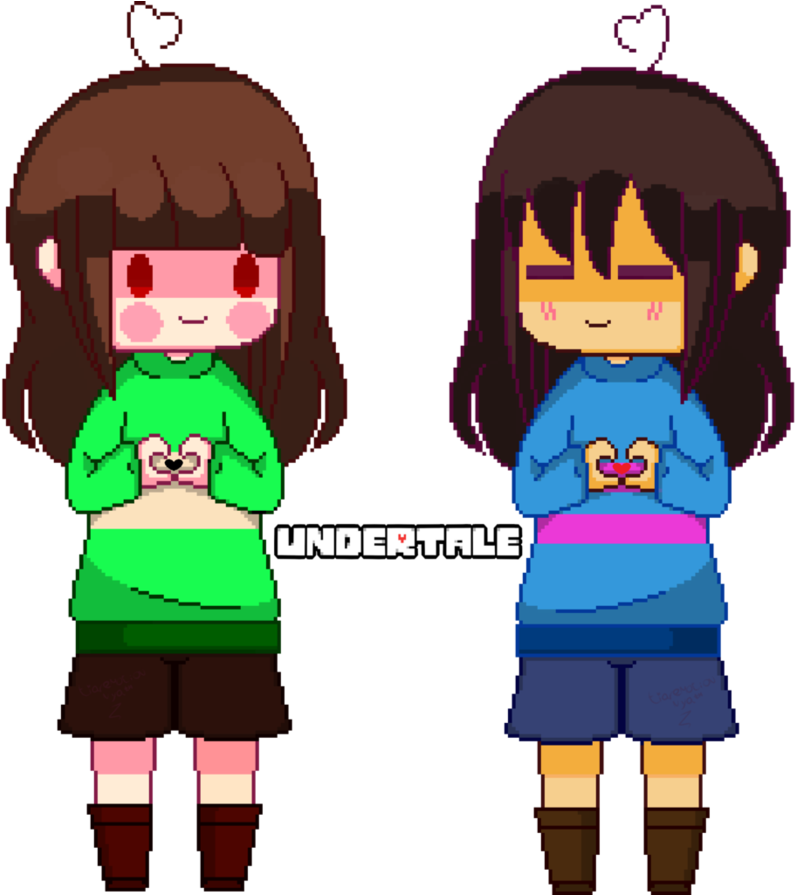 Frisk And Chara - Digital Art (894x894)