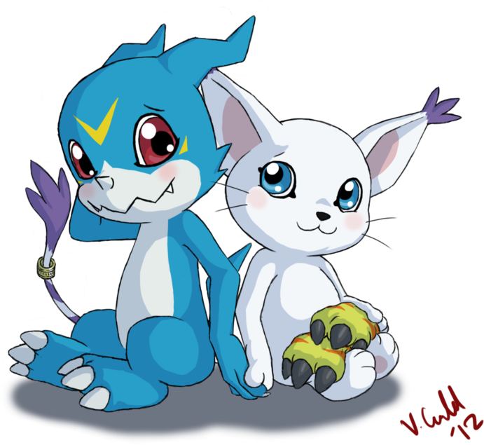 Happy 8 Months Anniversary By Prinzeburnzo - Veemon Y Gatomon (800x655)