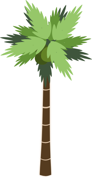 7604 Palm Tree Clip Art Silhouette - Cartoon Palm Tree Png (306x590)