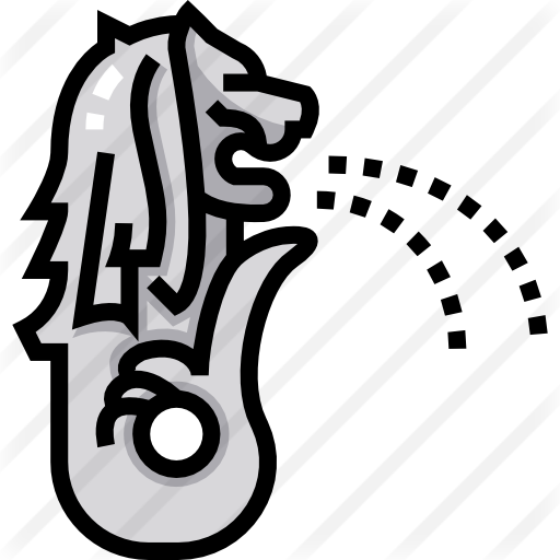 Merlion Park - Merlion Black Icon Png (512x512)