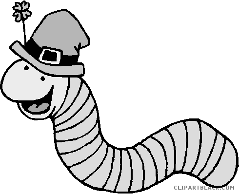 Funny Worm Animal Free Black White Clipart Images Clipartblack - St Patricks Day Coloring Pages Worm (490x398)