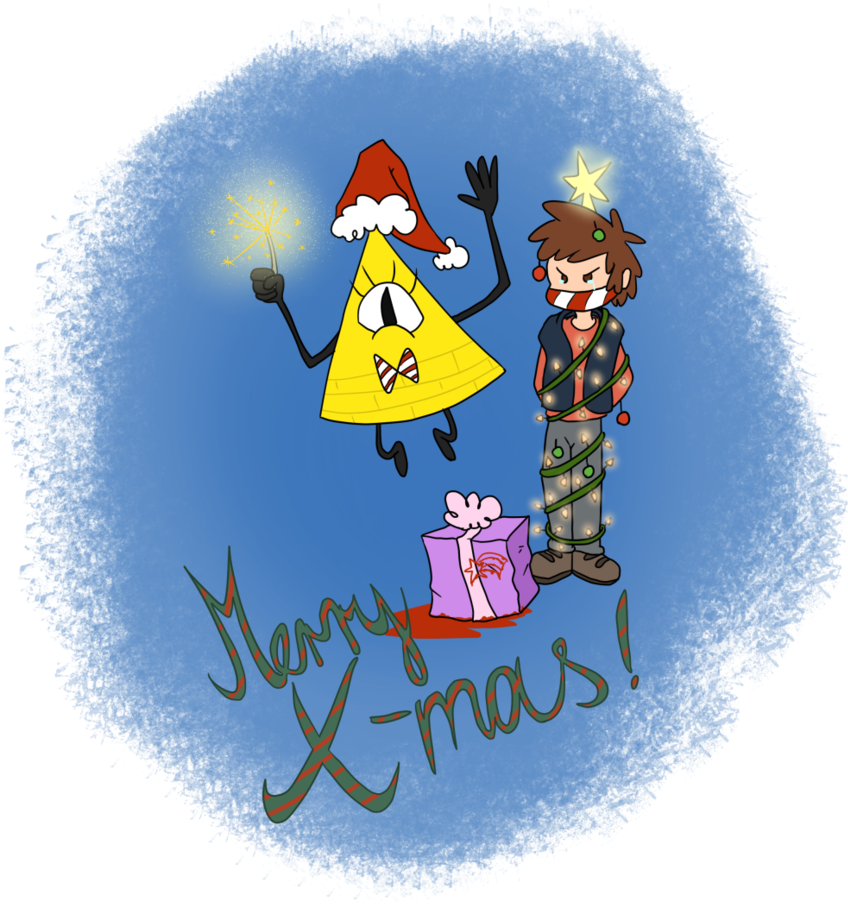 Merry X-mas From Bill Cipher By Kicuka - Cartoon (863x926)