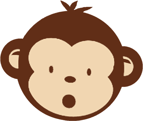 Monkey Face Clip Art Black And White - Monkey Baby Face Cartoon (600x512)