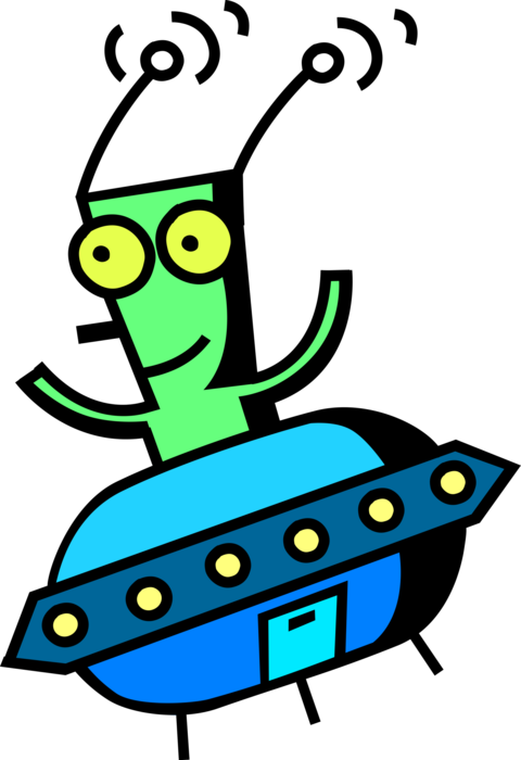 Vector Illustration Of Outer Space Extraterrestrial - Untertasse Alien (480x700)
