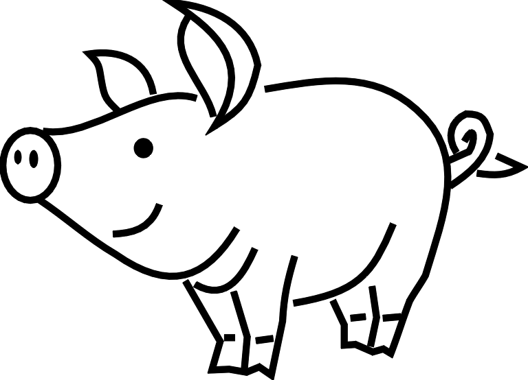 Free Clip Art Of Pig - Clip Art Pig Black And White (768x554)