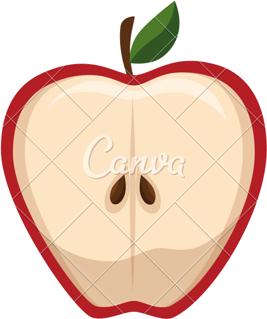 Apple Sliced Fruit Vector Icon Illustration - Apple (800x800)