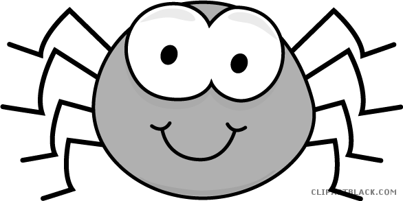 Cute Spider Animal Free Black White Clipart Images - Spider Coloring Page (586x293)