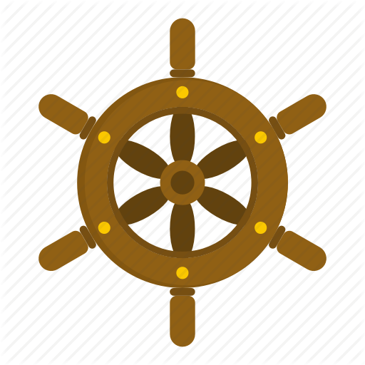 Big Spotted Octopus With A Steering Wheel - Flat Icon Ship Wheel Png (512x512)
