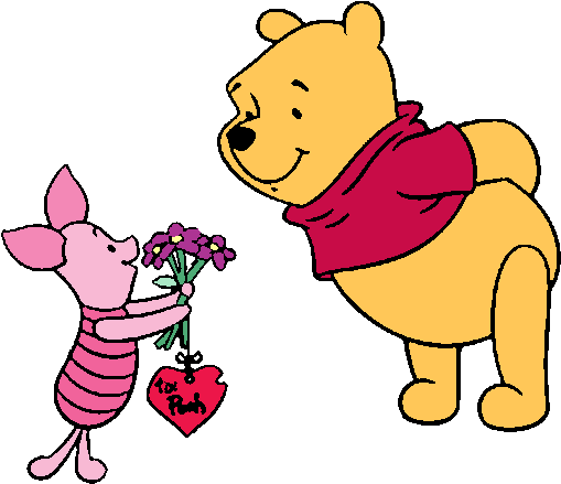 Valentine`s Day Clipart Animal - Winnie The Pooh Walking (545x465)