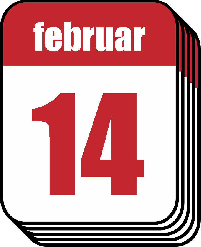 Calendar, February, Valentine, Valentine's Day - Clip Art (800x984)
