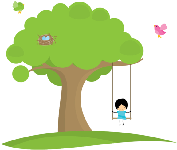 Arbre,tubes,png - Girl Swinging From Tree Vector (600x567)