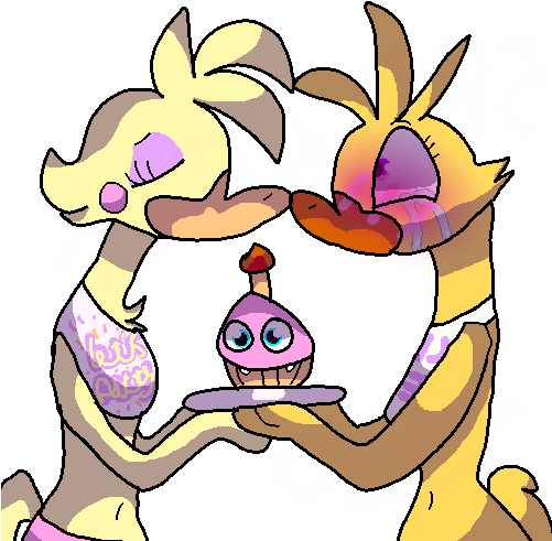 Kiss Chica X Toy Chica By Cordeliale - Fnaf Chica X Toy Chica (500x500)
