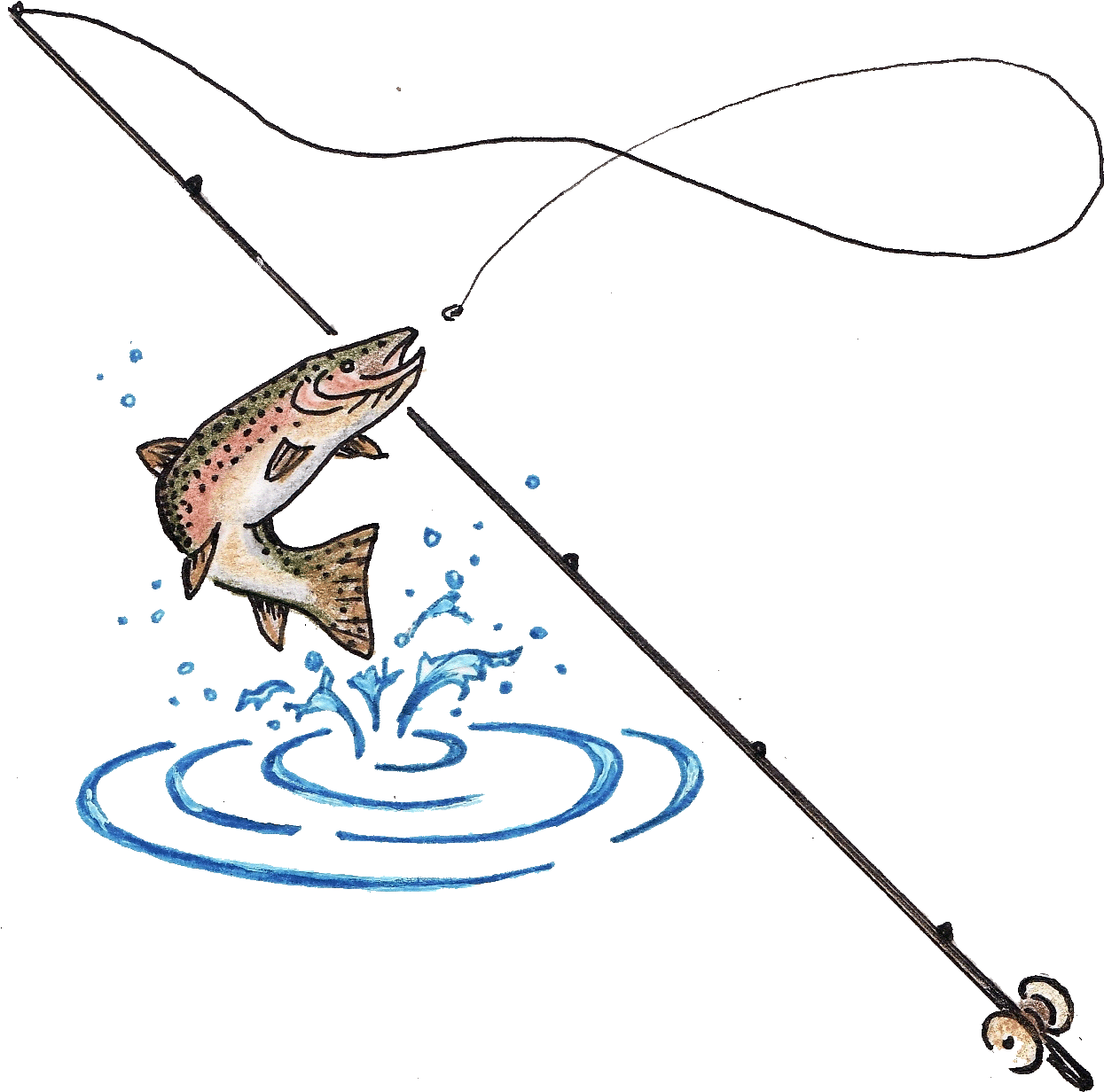 Fishing Pole Clipart Fishing Tool - Fishing Rod With Fish (1264x1240)