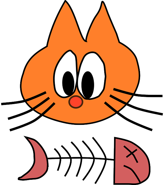Cat Food Kitten Fish Bone Clip Art - Cat With Fish Bone (568x640)