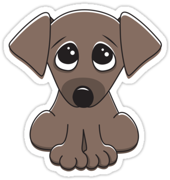 Cute Cartoon Dog With Big, Begging Eyes' Sticker By - Cartoon Puppy Dog Eyes (375x360)