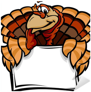 Happy Thanksgiving Holiday Turkey Holding Sign Cartoon - Happy Thanksgiving Basketball (400x400)