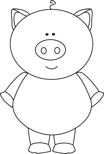 Cute Pig Clip Art - Three Little Pig Outline (340x500)