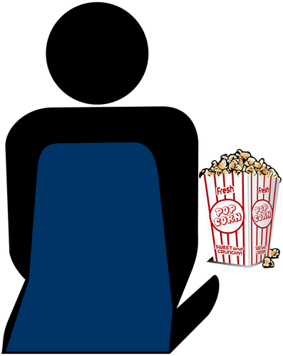 Person With Popcorn At The Cinema Vector Symbol - Movie Popcorn Throw Blanket (397x500)