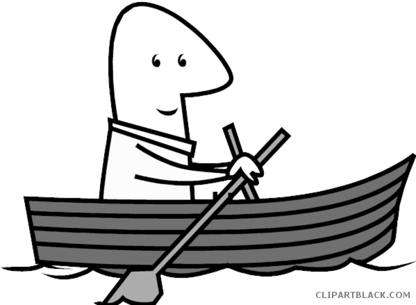 Sport Fishing Boat Transportation Free Black White - Row A Boat Clipart (599x445)