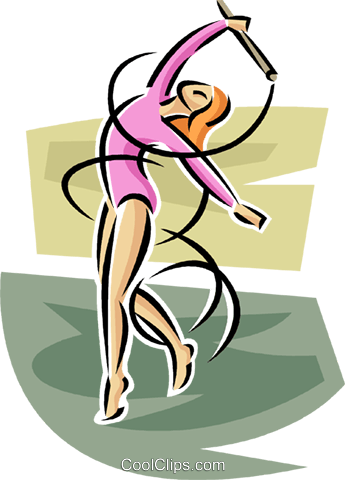 Gymnast Performing The Floor Routine Royalty Free Vector - Chinese Ribbon Dance Art (345x480)