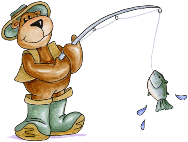<3 - Bear Fishing Clipart (600x453)