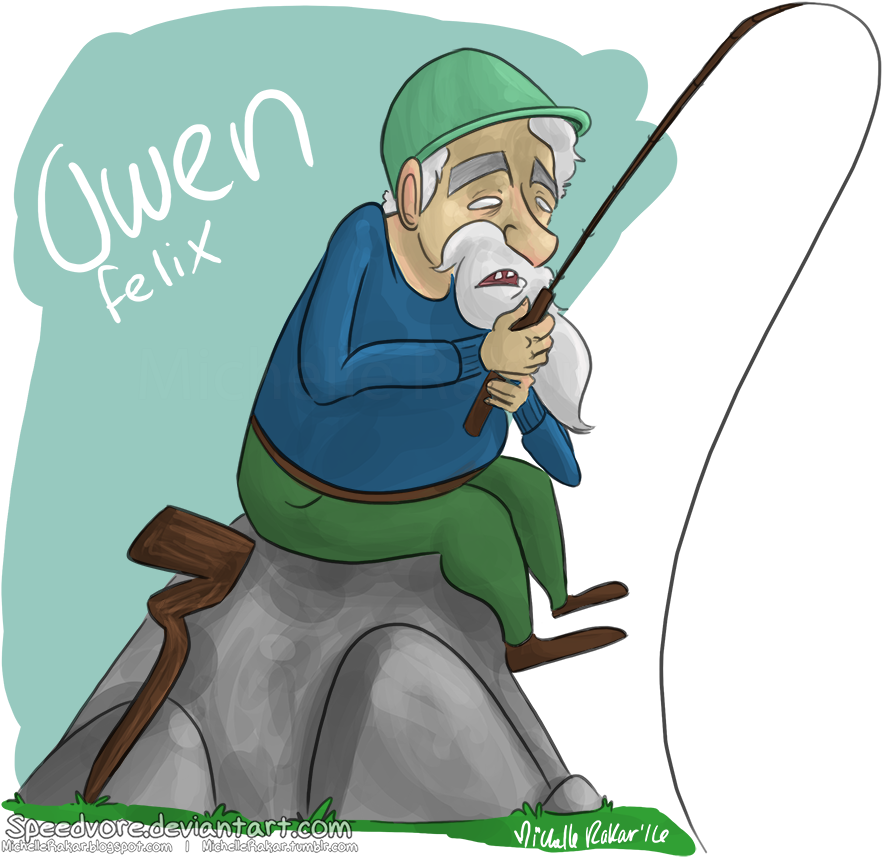 Owen Is A Lonely Old Fisherman Who Lives On An Island - Cartoon (900x872)