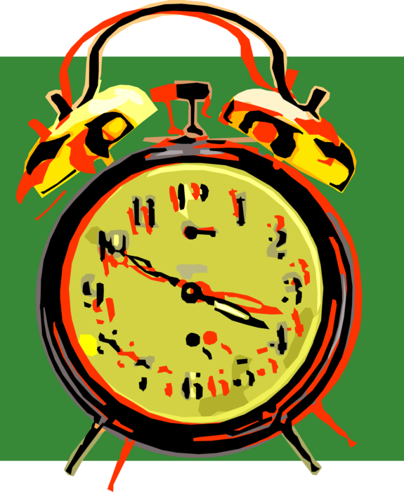 Vector Illustration Of Alarm Clock Displays Time And - Alarm Clock (575x700)