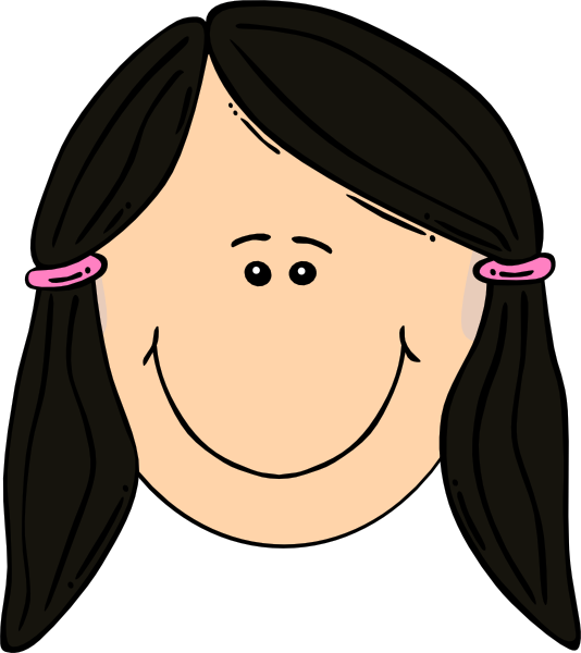 This Free Clip Arts Design Of Smiling Dark Hair Girl - Cartoon Girl With Black Hair (534x600)