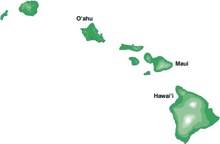 Hawaiian Island Chain Clip Art Yb8xxk Clipart - Topographical Map Of Hawaii (450x323)
