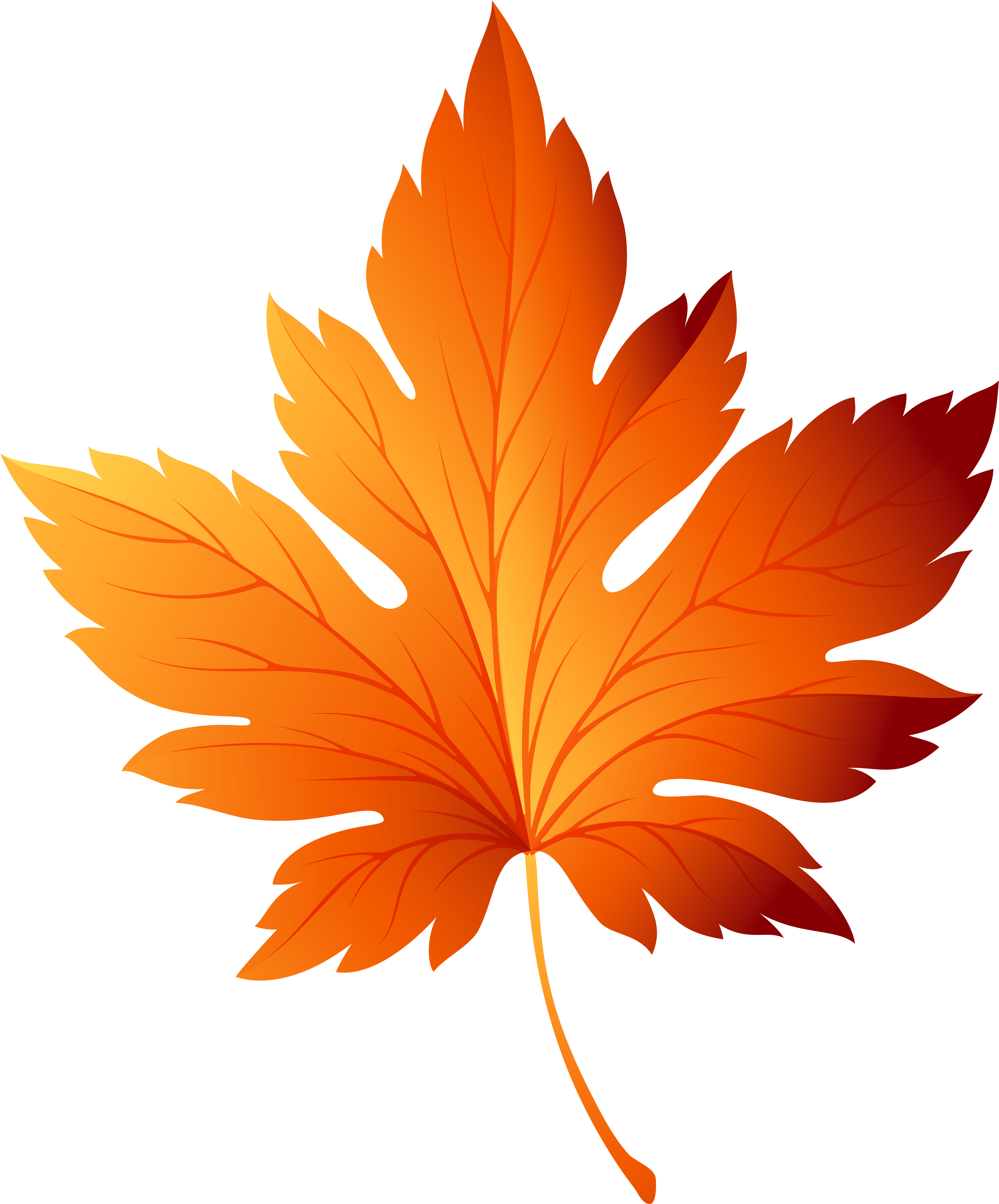 Clip Art Of Fall Leaves Decorative Branch With Autumn - Fall Leaf Clip Art (5839x7000)