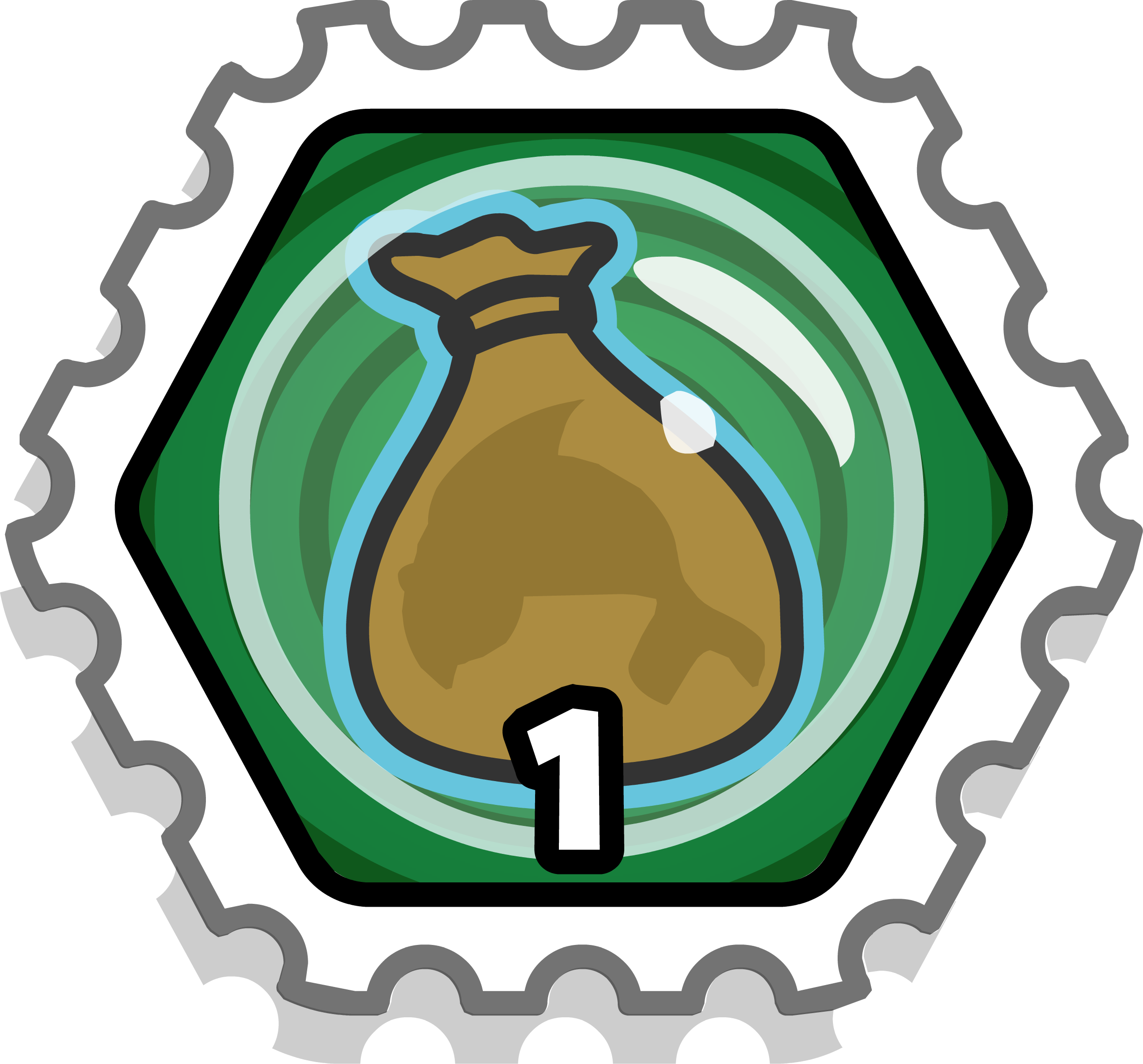 1 Coin Bubble - Club Penguin Stamps (2448x2279)