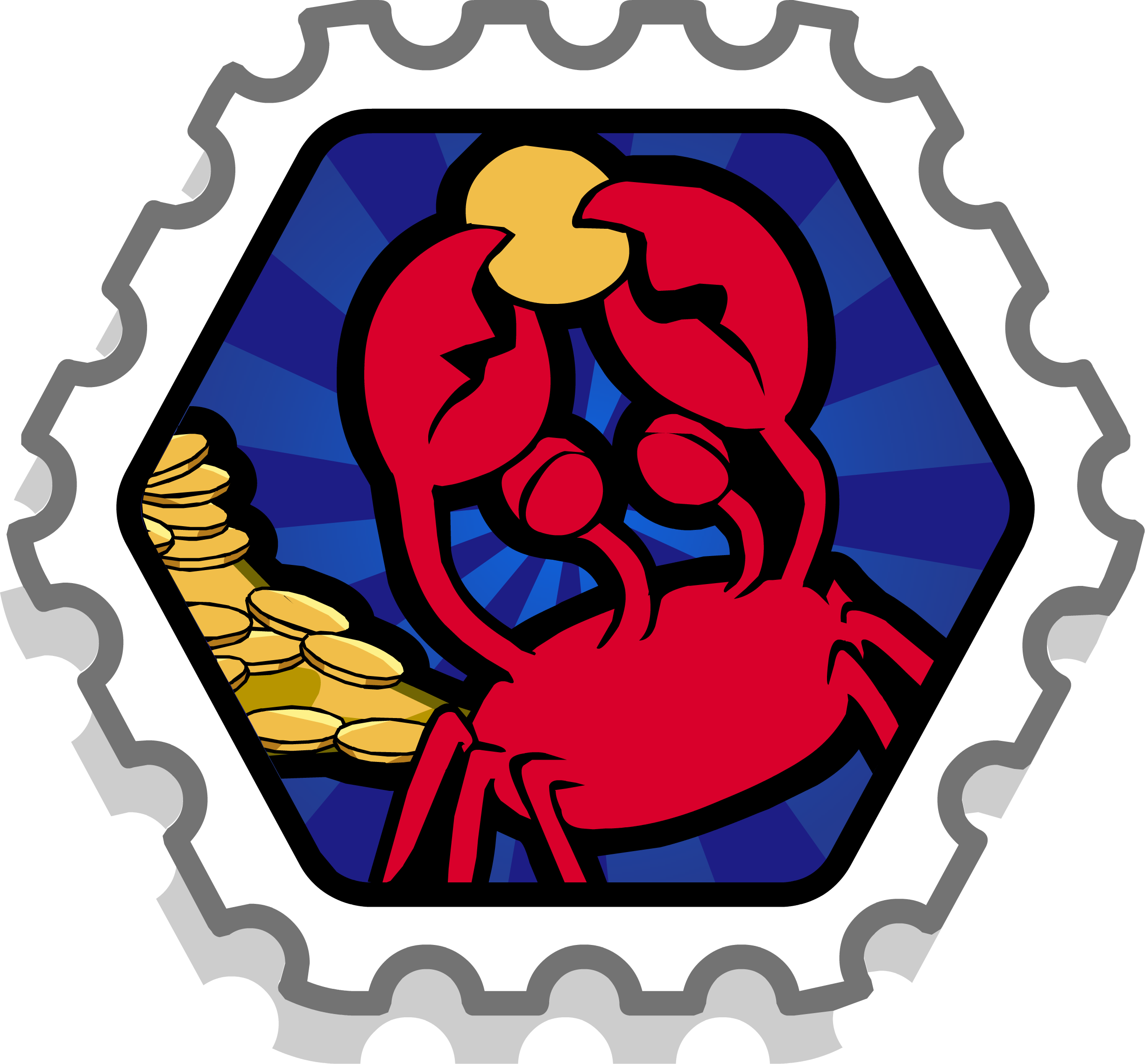 Crab's Treasure - Club Penguin System Defender Stamps (2452x2279)