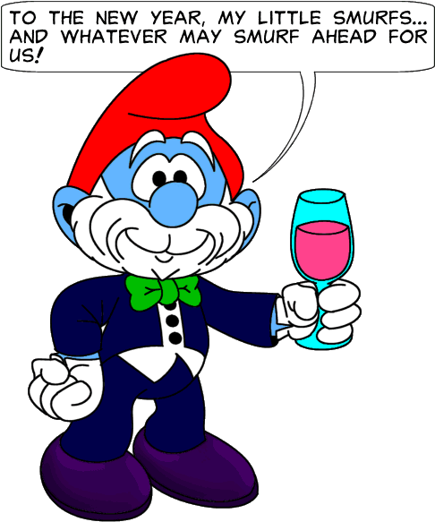 Smurfs Clipart Happy - Happy New Year Smurf (500x600)