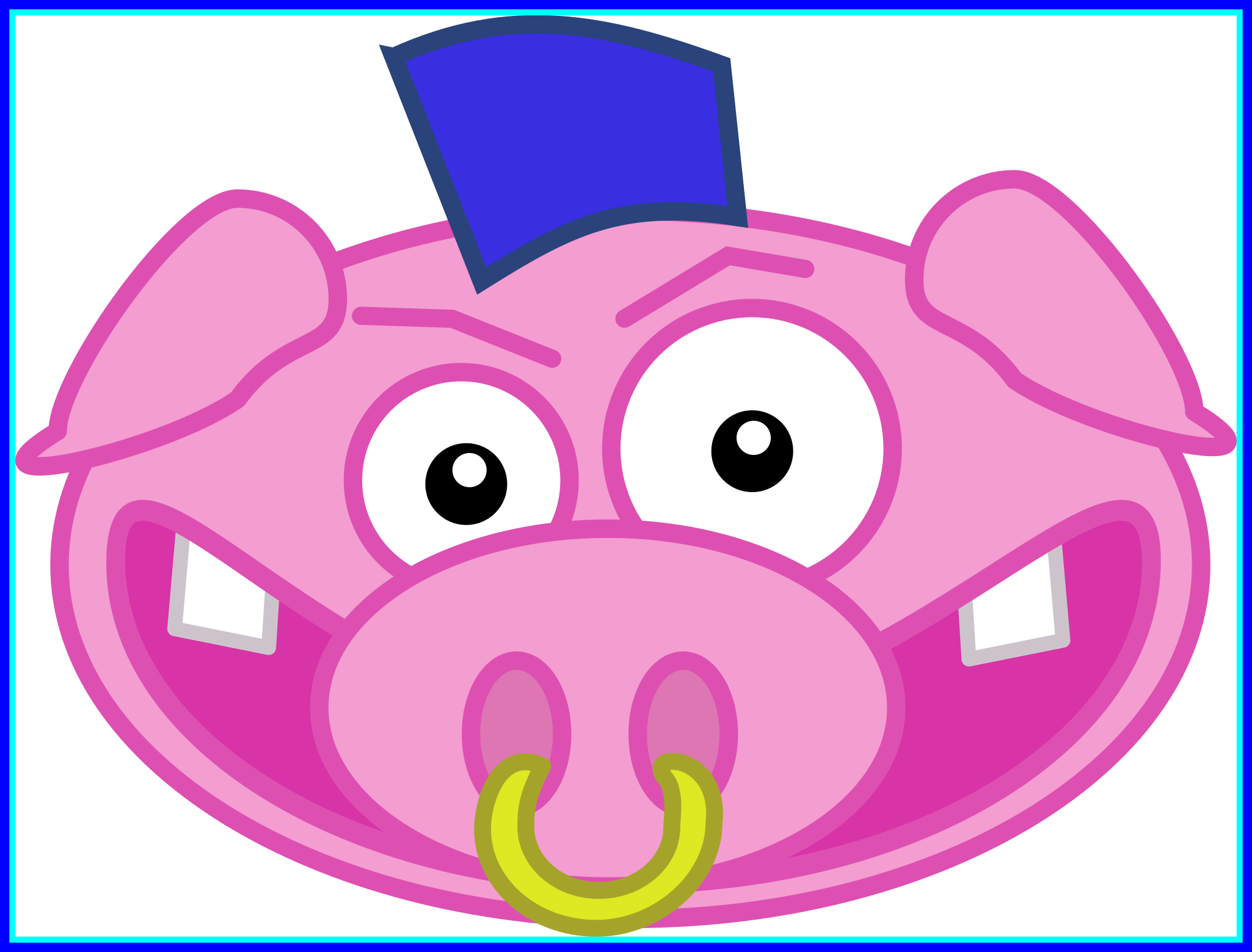 Amazing Pig Clip Art Pict Of Cute Silhouette And Trend - Pig With A Ring In Its Nose (2050x1559)