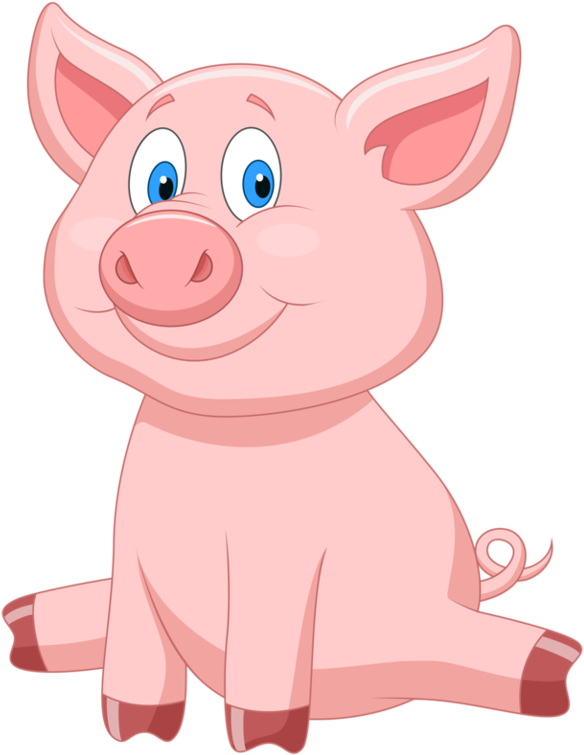 Pig - Cartoon Pig Sitting Down (600x767)