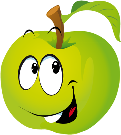 Apple Fruit Clipart Catoon - Smiley Fruit Clipart (469x500)