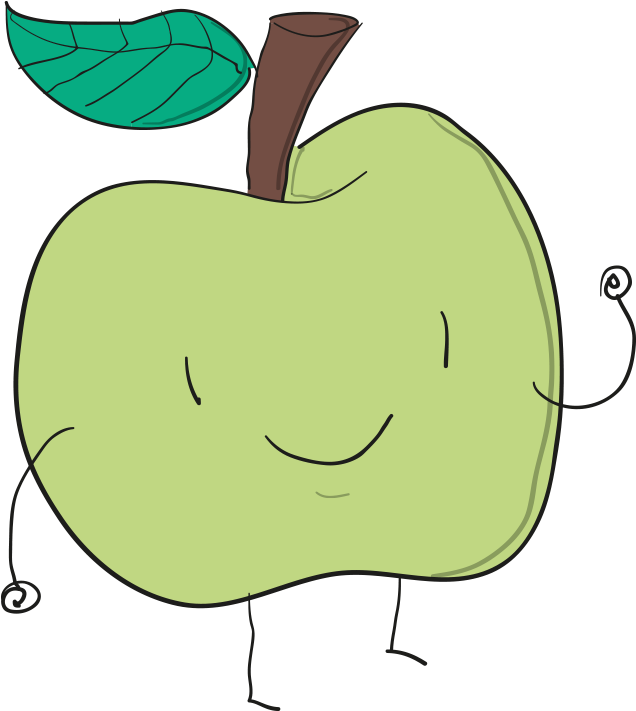 Apple Manzana Verde Green Drawing - Cartoon (1600x1600)