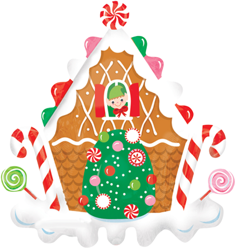 30" Gingerbread House Shape Foil Balloon - 30" Large Gingerbread House Supershape Christmas Foil (500x500)