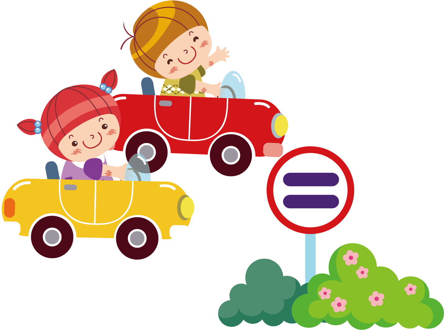 Boys And Girls Driving The Car - Girl Boy Driving Clipart (1500x1501)