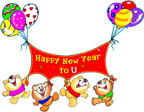 Love New Year E-cards Free Download - Happy New Year 2018 Gif Cartoon (528x400)