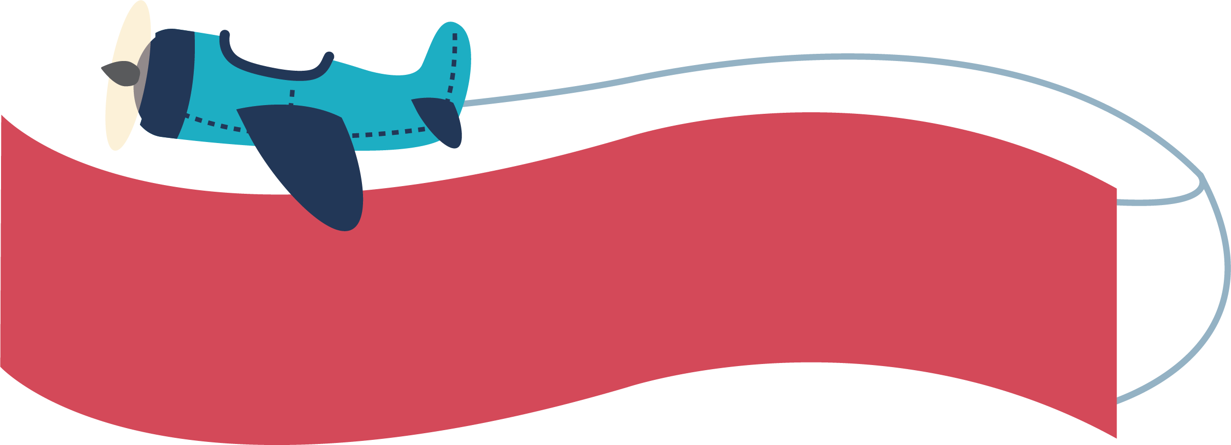 Airplane With Banner Clipart - Plane With Banner Transparent (2401x868)