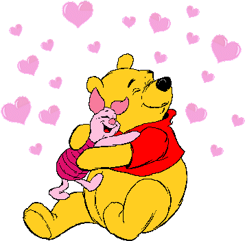 Animated Love Gifs - Piglet And Pooh Hugging (379x366)