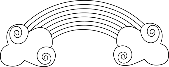 Black And White Rainbow And Swirly Clouds Clip Art - Rainbow+ Clipart Black And White (550x220)