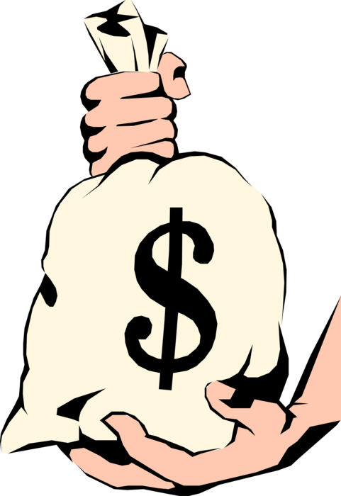 Vector Illustration Of Hands Holding Dollars Money - Facets Of Socio-economic Development (481x700)